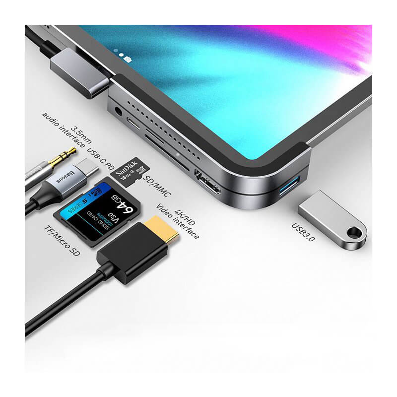 Хаб USB-C для iPad Pro Baseus Bend Angle Hub No.7 Multifunctional