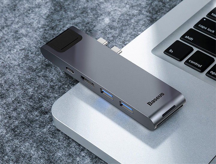 Хаб USB -C для MacBook Pro /Air Baseus Thunderbolt C + Pro 7 в 1 Smart 
