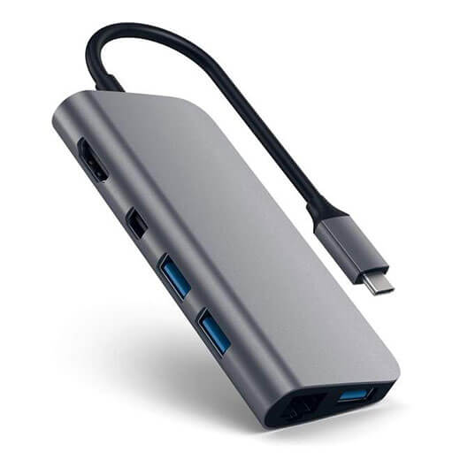 Хаб USB-C для MacBook Pro/Air Satechi Aluminum Multimedia Adapter 9 в 1 Space Gray