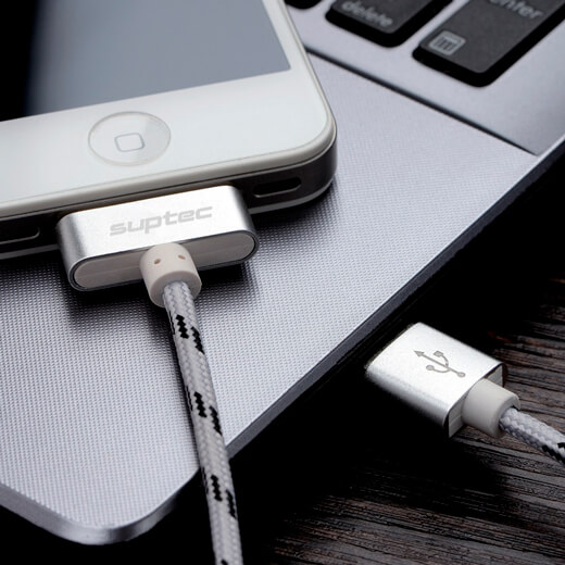Зарядный кабель iLoungeMax Suptec 30-pin to USB Type-A Silver для iPhone 4 | 4S | iPad 3 | 2 | iPod (1m.) цена