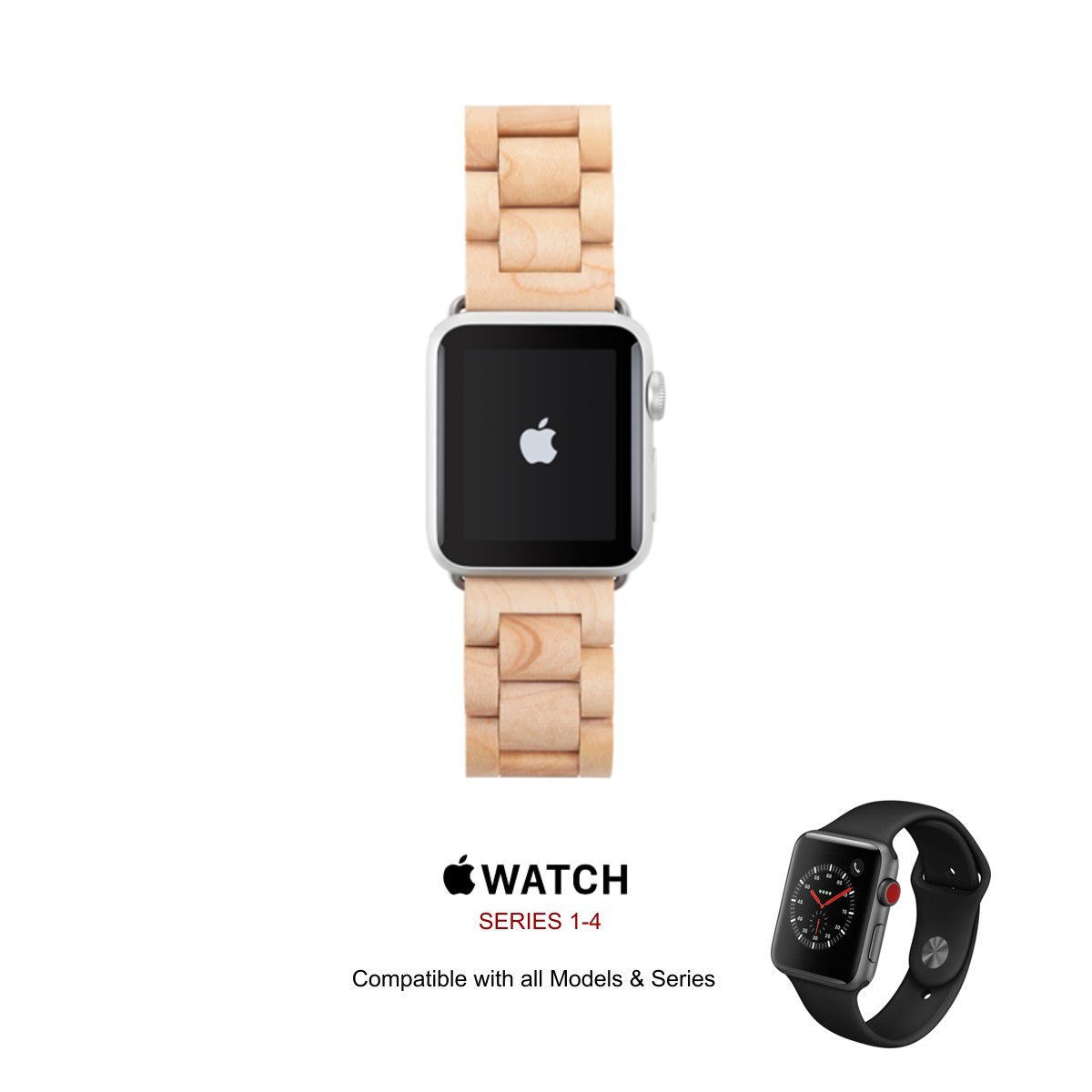 Деревянный ремешок Woodacessories Ecostrap Maple/Silver для Apple Watch 42/44mm Series 1/2/3/4/5