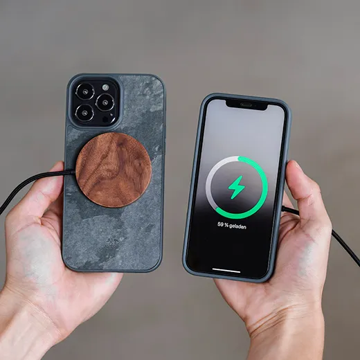 Чехол из натурального камня Woodcessories Bumper Case with MagSafe Camo Grey для iPhone 14 Pro купить