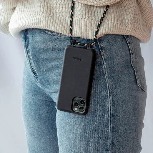 Эко-чехол со шнурком Woodcessories Crossbody Case Black для iPhone 14 Pro Max купить