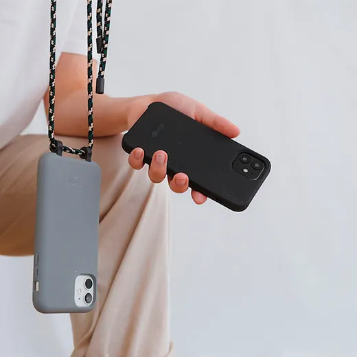 Эко-чехол со шнурком Woodcessories Crossbody Case Black для iPhone 14 Pro Max экологичный материал