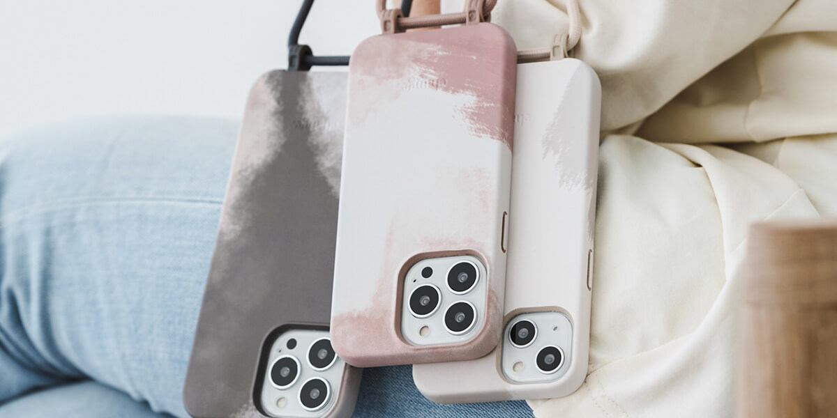 Купить эко-чехол с ремешком Woodcessories Crossbody Change Case Batic Anthracite Grey для iPhone 13