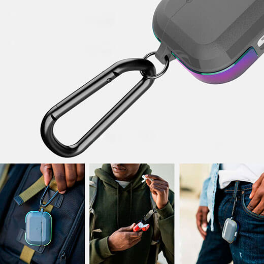 Новинка противоударный чехол с карабином X-Doria Defense Trek Silver для AirPods 3