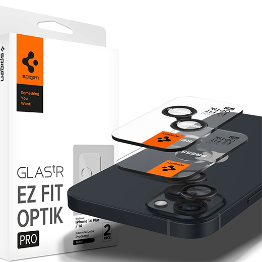 Стекло на камеру Spigen Optik Lens Protector Black для iPhone 15 | 15 Plus (2 шт.) – это закаленная защита
